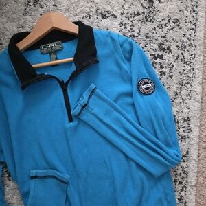 Vintage Lauren Ralph Lauren Waffleknit 1/4 Zip Longsleeve Shirt Womens XL Cotton